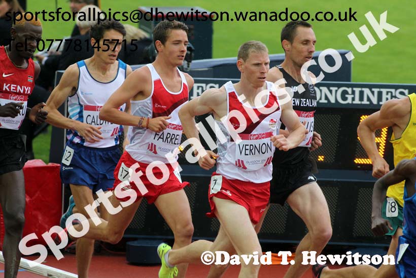 Tom Farrell and Andy Vernon (both England) in the 5000 metres, 2014 Commonwealth Marathon, Glasgow. Photo: David T. Hewitson/Sports for All Pics